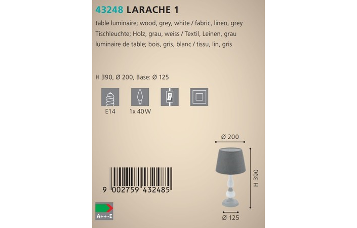 Настольная лампа LARACHE 1 (43248), EGLO - Зображення 43248--.jpg