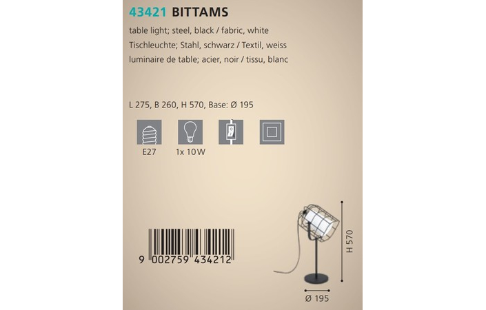 Настольная лампа BITTAMS (43421), EGLO - Зображення 43421--.jpg