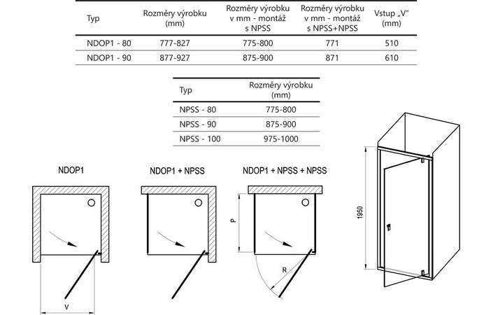 Душевые двери NDOP1 90 Transparent RAVAK - Зображення 49065937-3dbff.jpg