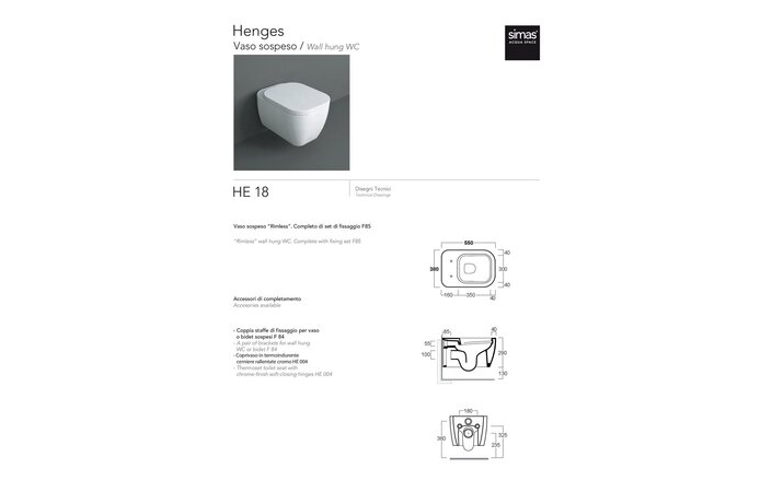 Унитаз подвесной Henges с крышкой soft-close HE18-F85-HE004 Glossy white SIMAS - Зображення 68586747-db01b.jpg