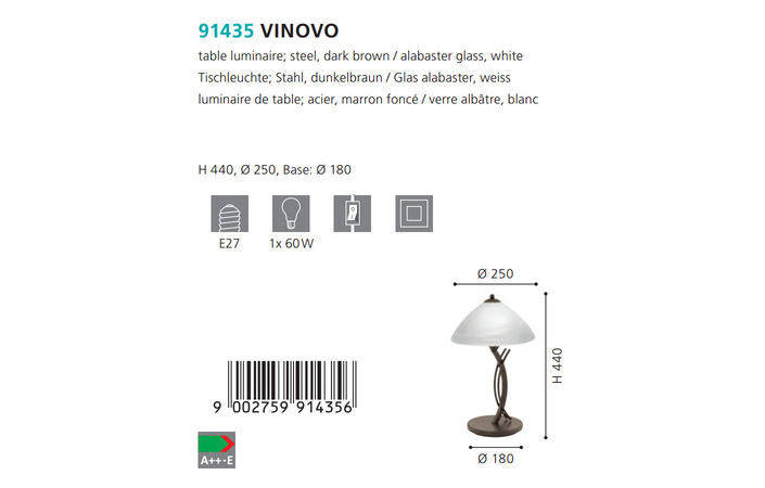 Настольная лампа VINOVO (91435), EGLO - Зображення 91435--.jpg