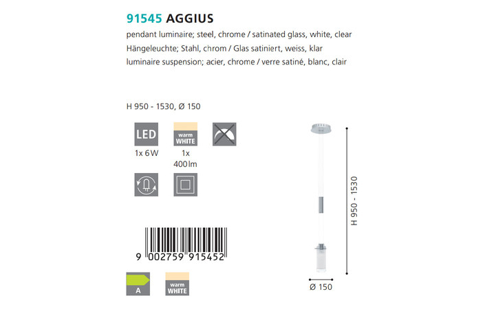 Люстра AGGIUS LED (91545), EGLO - Зображення 91545-.jpg