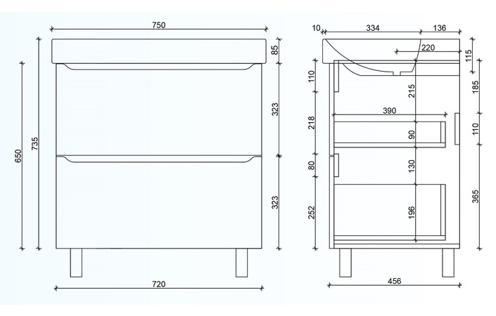 Шкафчик с умывальником 75 Smile Square White matt SM-75 НБ+500.249.01.1 Air-Line - Зображення 99051291-f500c.jpg