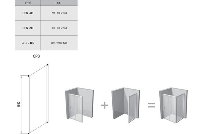 Душова стінка нерухома одноелементна CHROME CPS-100 Transparent, (9QVA0U00Z1) RAVAK - Зображення 9QV40100Z1-2.jpg