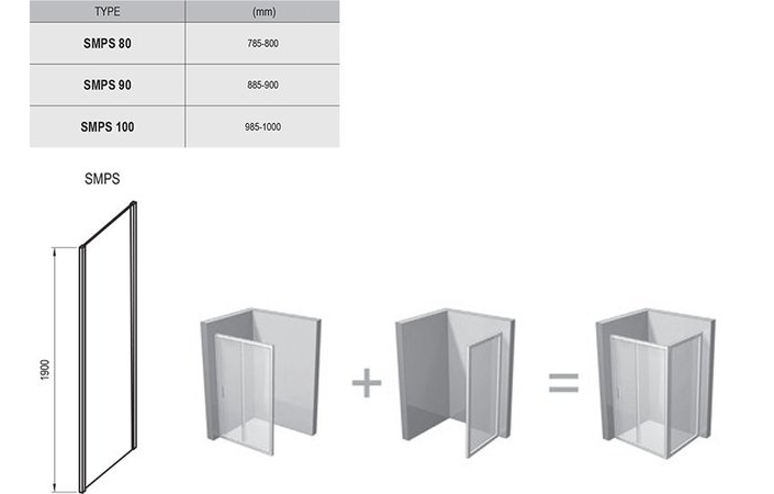 Душова стінка нерухома одноелементна  SMARTLINE SMPS-100 L Transparent, RAVAK - Зображення 9SL40A00Z1-2.jpg