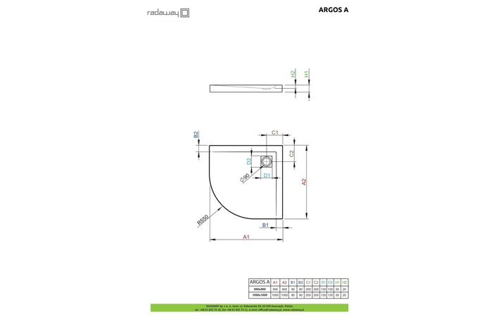 Душевой поддон Argos A 100x100 см, RADAWAY - Зображення Argos-A-.jpg