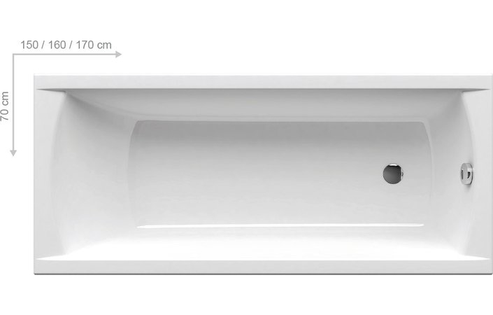 Ванна прямокутна CLASSIC 170x70 N, RAVAK - Зображення C521000000.jpg