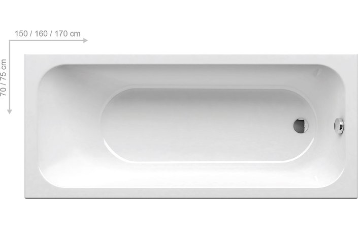 Ванна прямокутна CHROME 170x75, RAVAK - Зображення C721000000.jpg