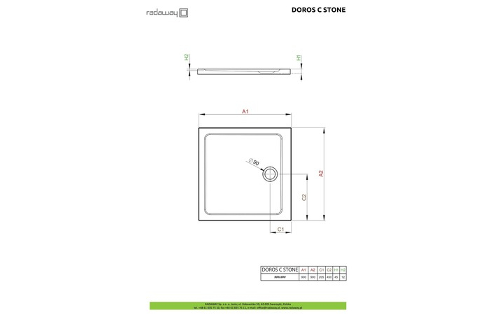 Душовий піддон Doros C Stone White 80x80 см, RADAWAY - Зображення Doros-C-Stone.jpg