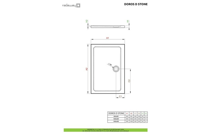Душовий піддон Doros D Stone White 100x90 см, RADAWAY - Зображення Doros-D-Stone.jpg