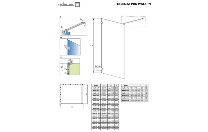Душова стінка Essenza Pro White Walk-in 55, RADAWAY - Зображення Essenza-Pro-Walk-Inb.jpg