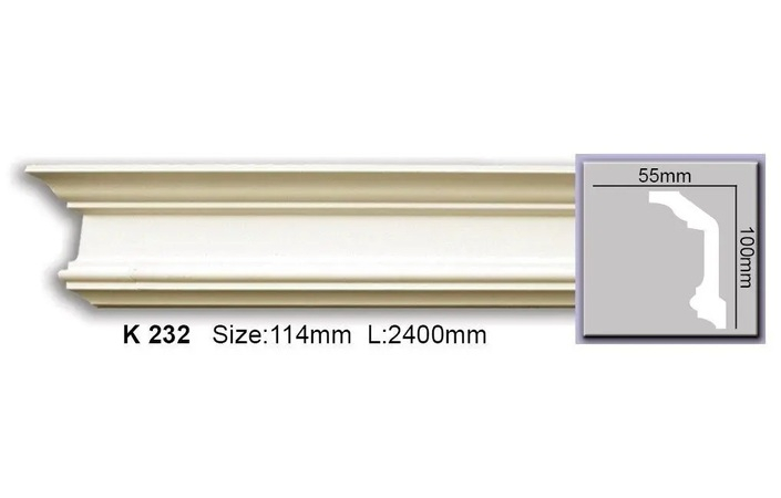Карниз поліуретановий Harmony (K 232 2.44м Flexi), ELITE DECOR - Зображення K_232_Flexi.jpg