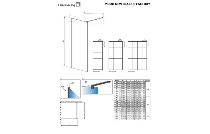 Душевая стенка Modo New Black II 130 Factory RADAWAY - Зображення Modo-New-Black-II-Factory.jpg