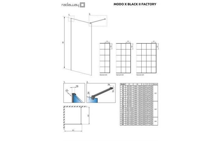 Душевая стенка Modo X Black II 50 Factory RADAWAY - Зображення Modo-X-Black-II-Factory.jpg