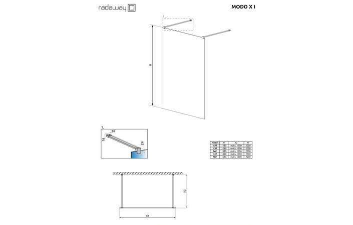 Душова стінка Modo X I 130 RADAWAY - Зображення Modo-X-I.jpg