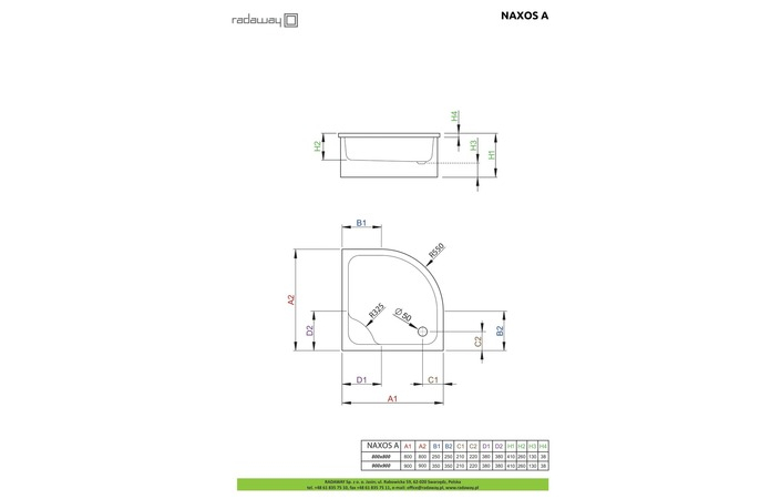 Душовий піддон Naxos A 90x90 см, RADAWAY - Зображення Naxos-A-.jpg