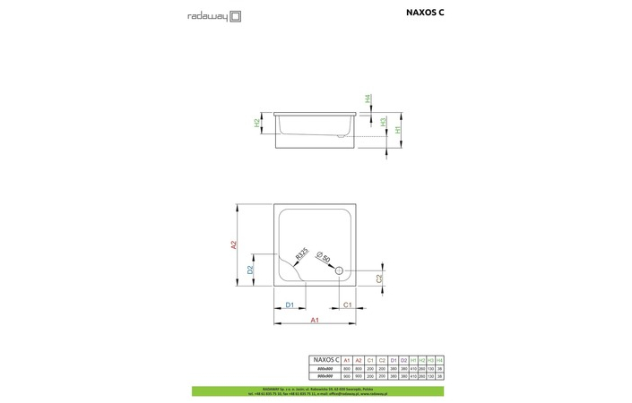Душевой поддон Naxos C 90x90 см, RADAWAY - Зображення Naxos-C-.jpg