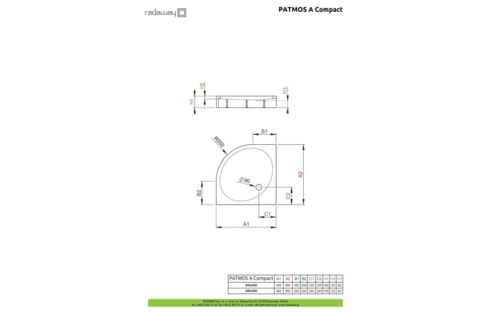 Душевой поддон Patmos A Compact 90x90 см, RADAWAY - Зображення Patmos-A-Compact-.jpg