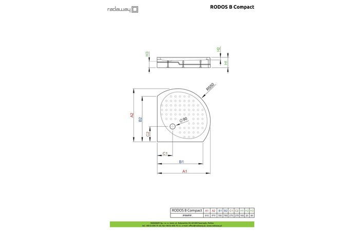 Душевой поддон Rodos B Compact 90x90 см, RADAWAY - Зображення Rodos-B-Compact.jpg