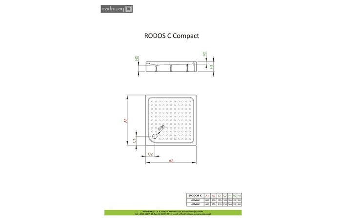 Душевой поддон Rodos C Compact 90x90 см, RADAWAY - Зображення Rodos-C-Compact.jpg