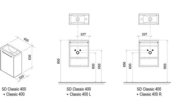 Двері для шафки під умивальник SD 400 L CLASSIC, RAVAK - Зображення X000000416-2.jpg