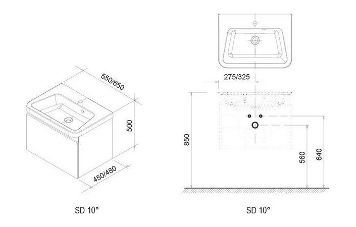 Шкафчик под умывальник SD 650 10° white, RAVAK - Зображення X000000733-2.jpg