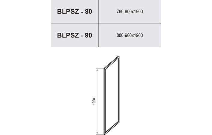 Душевая стенка неподвижная одноэлементная BLPSZ-90 Transparent, RAVAK - Зображення X93H40C00Z1-2.jpg