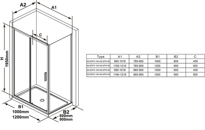Душова стінка нерухома одноелементна BLSPS-90 Transparent, RAVAK - Зображення X9BM40C00Z1-2.jpg
