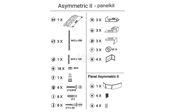 Комплект кріплення для панелі ASYMMETRIC II RAVAK - Зображення XAU0000029.jpg