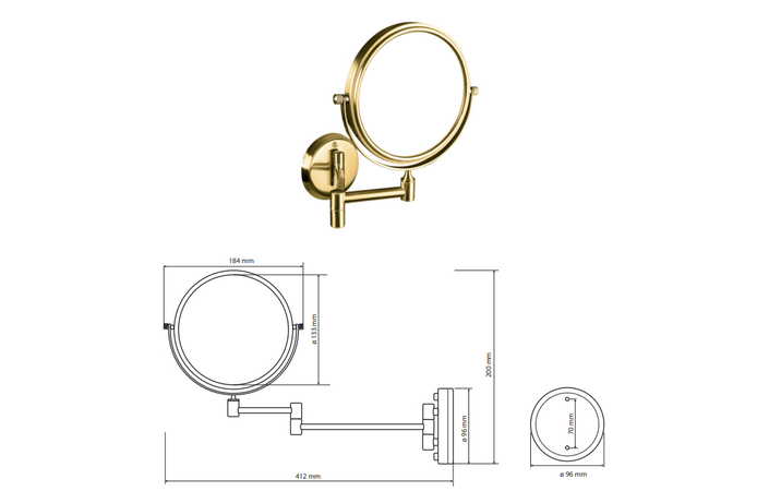Дзеркало косметичне Retro (106101698) золото, Bemeta - Зображення eab33-mirror.jpg