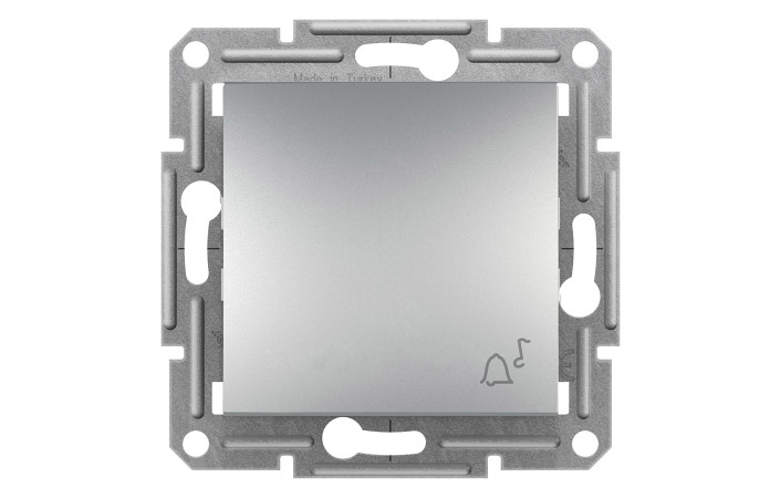 КНОПКОВИЙ ВИМИКАЧ З СИМВОЛОМ ''ДЗВІНОК'', САМОЗАЖИМНИЙ, ASFORA АЛЮМІНІЙ - Зображення shnider_EPH0800161_Face.jpg