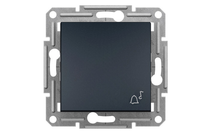 КНОПКОВИЙ ВИМИКАЧ З СИМВОЛОМ ''ДЗВІНОК'', САМОЗАЖИМНИЙ, ASFORA АНТРАЦИТ - Зображення shnider_EPH0800171_Face.jpg