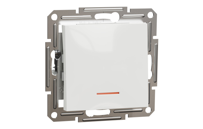 Вимикач одноклавішний з підсвіткою, білий, Asfora, без рамки - Зображення shnider_EPH1470121_IOP-Default.jpg