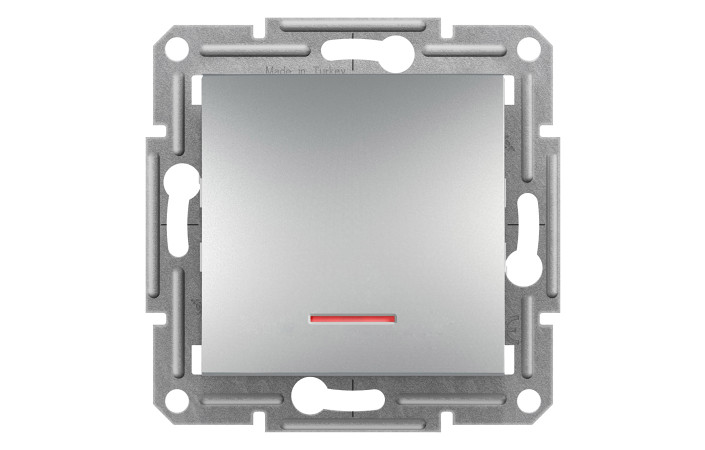 КНОПКОВИЙ ВИМИКАЧ, З ПІДСВІТКОЮ, САМОЗАЖИМНИЙ, ASFORA АЛЮМІНІЙ - Зображення shnider_EPH1600161_Face.jpg