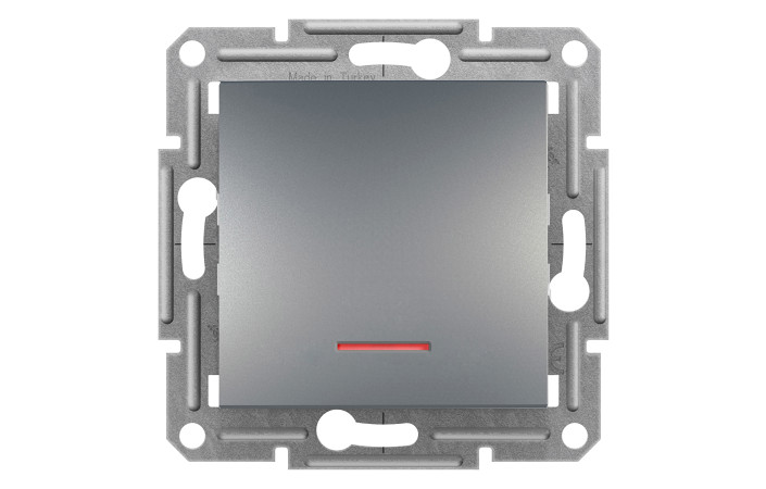 КНОПКОВИЙ ВИМИКАЧ,  З ПІДСВІТКОЮ, САМОЗАЖИМНИЙ, ASFORA СТАЛЬ - Зображення shnider_EPH1600162_Face.jpg