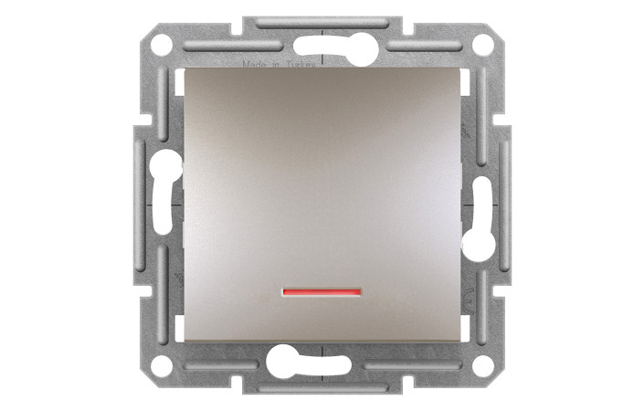 КНОПКОВИЙ ВИМИКАЧ,  З ПІДСВІТКОЮ, САМОЗАЖИМНИЙ, ASFORA БРОНЗА - Зображення shnider_EPH1600169_Face.jpg