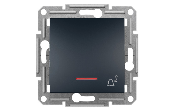 КНОПКОВИЙ ВИМИКАЧ, ''ДЗВІНОК'', З ПІДСВІТКОЮ, САМОЗАЖИМНИЙ, ASFORA АНТРАЦИТ - Зображення shnider_EPH1700171_Face.jpg