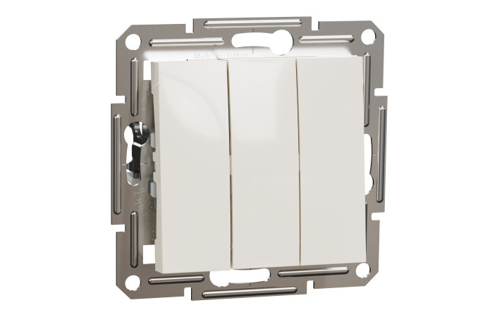 Вимикач трьохклавішний, кремовий, Asfora, без рамки - Зображення shnider_EPH2170123_IOP-Default.jpg