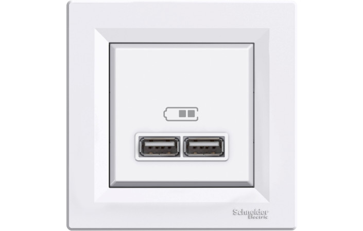 USB РОЗЕТКА 2,1A БІЛА ASFORA - Зображення shnider_EPH2700221.jpg
