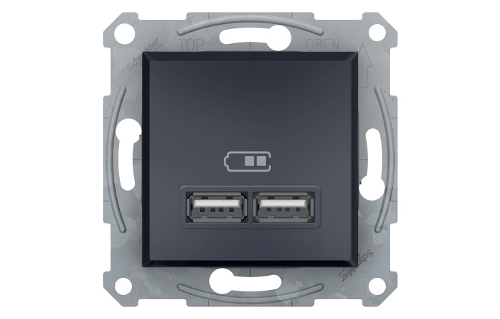 USB РОЗЕТКА 2,1A АНТРАЦИТ ASFORA - Зображення shnider_EPH2700271.jpg