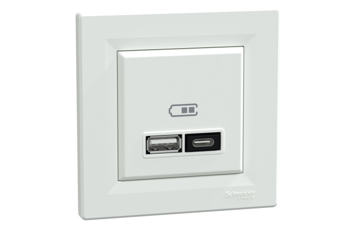 Подвійний зарядний пристрій USB, Asfora, тип A+C, 21 Вт, у комплекті, білий - Зображення shnider_EPH2700521_IOP-Def_CL.jpg