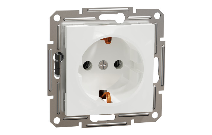 Розетка з заземленням, білий, Asfora, без рамки - Зображення shnider_EPH2970121_IOP-Default.jpg