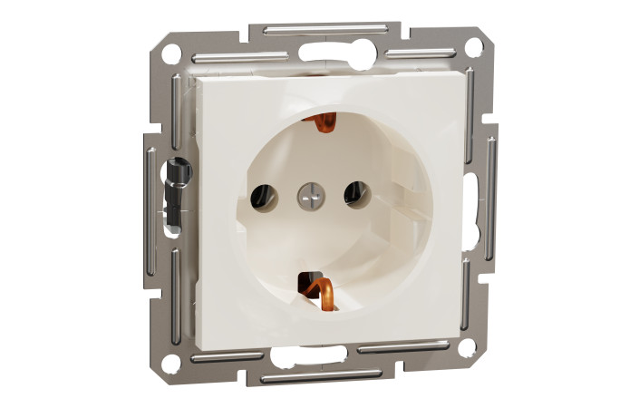 Розетка з заземленням, кремовий, Asfora, без рамки - Зображення shnider_EPH2970123_IOP-Default.jpg