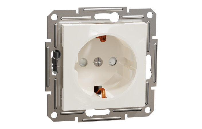 Розетка з заземленням та шторками, кремовий, Asfora, без рамки - Зображення shnider_EPH2970223_IOP-Default.jpg