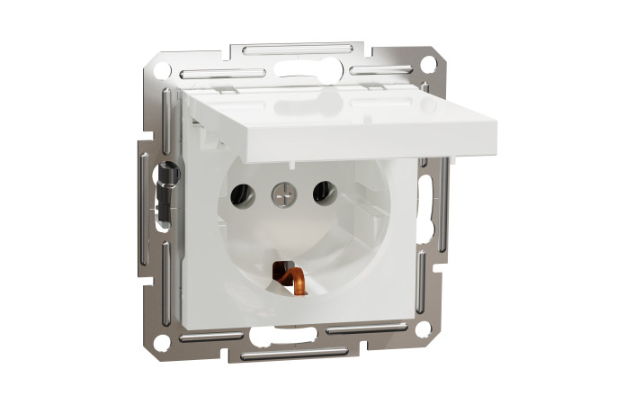 Розетка з заземленням та кришкою, білий, Asfora, без рамки - Зображення shnider_EPH3170121_IOP-Default.jpg