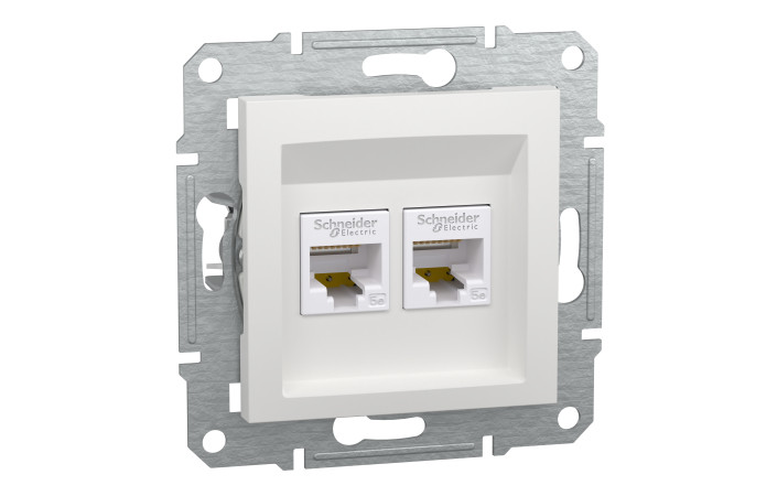 Розетка RJ45 подвійна, тип UTP, категорія 5E, білий, Asfora, без рамки - Зображення shnider_EPH4470121_IOP-Def_CL.jpg