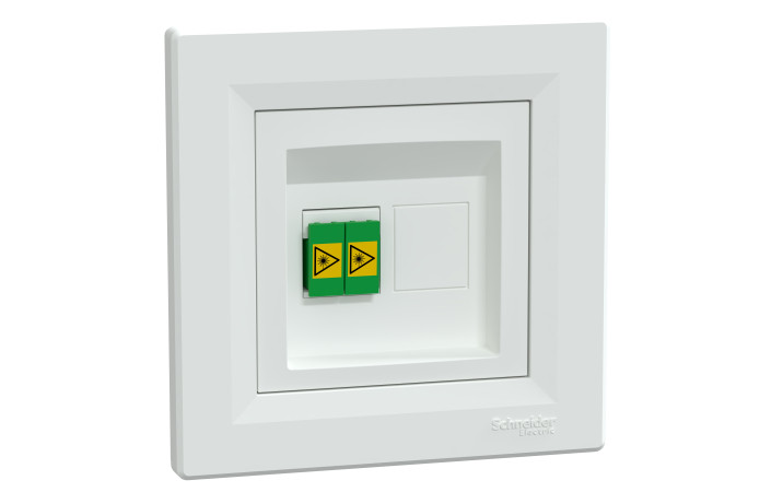 Розетка волоконно-оптична, Asfora, з рамкою в комплекті, LC APC дуплекс, біла - Зображення shnider_EPH4600121_IoP-Default.jpg