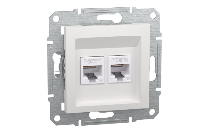 Розетка RJ45 подвійна, тип UTP, категорія 6, білий, Asfora, без рамки - Зображення shnider_EPH4870121_IOP-Def_CL.jpg