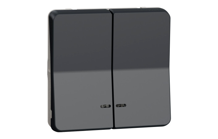 Механізм подвійного кнопкового вимикача з підсвіткою IP55 Mureva Styl, чорний - Зображення shnider_MUR35228_IoPdef_PMP19.jpg