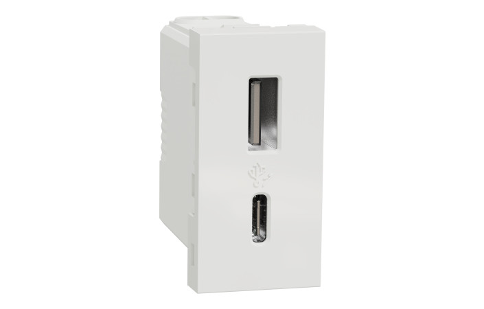 USB, New Unica, 1 модуль, тип A+C, 12 Вт, білий - Зображення shnider_NU301618_IOP-def_CL.jpg